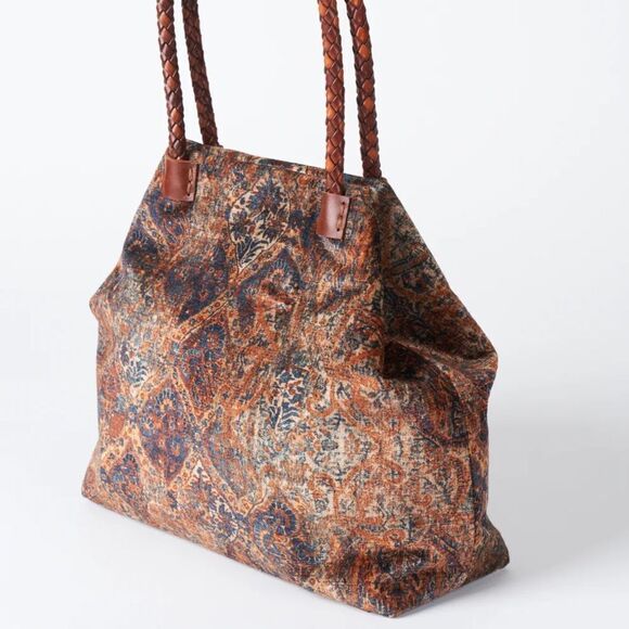 Marian Paquette Elizabeth Velvet Tote with Leather Handles - Picture 2 of 11